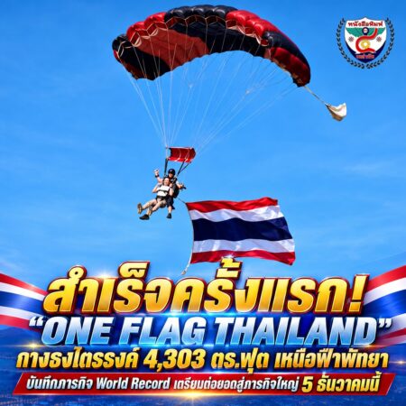 2F004-พาราไกลดิ้งธงไตรรงค์เหนือพัทยา